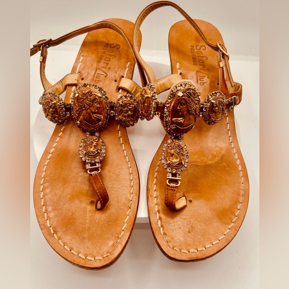 Italian handmade leather Tan Sandals